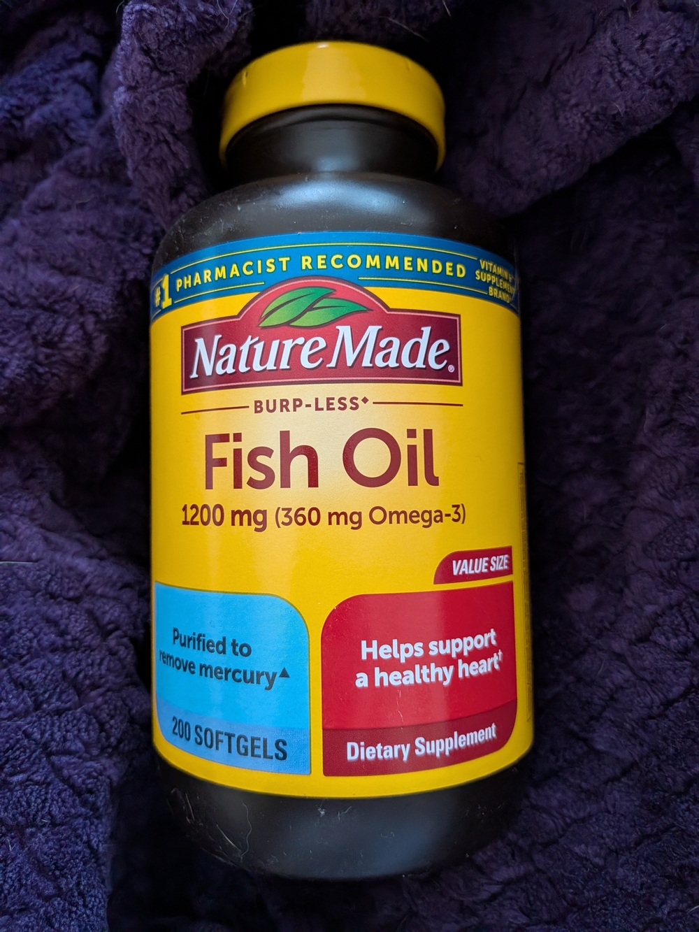 NIP Fish Oil 1200 mg- 200 Soft Gels - Yellow Bottle